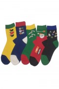 Set de 5 sosete de copii, cu motive haioase de Craciun